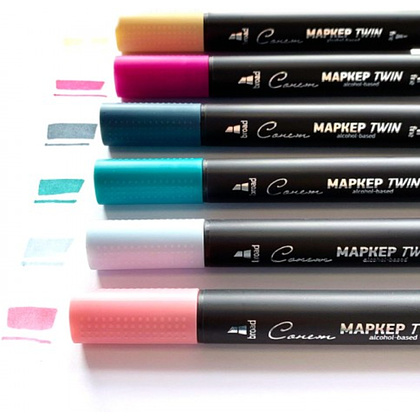 Маркер перманентный "Сонет Twin Brush", черный - 6