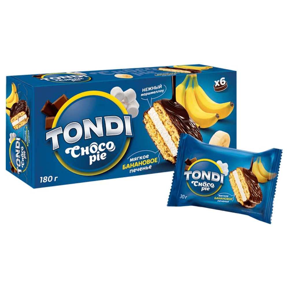 Печенье "Tondi" Choco Pie банановый, 180 г