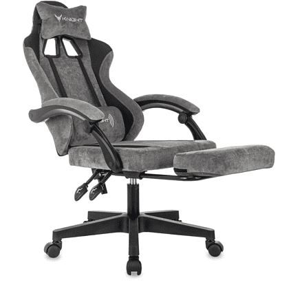 Кресло игровое Бюрократ Knight "Custom/F GR", ткань, пластик, серый, черный - 7