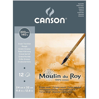 Блок бумаги для акварели "Moulin Du Roy" торшон, 24x32 см, 12 листов