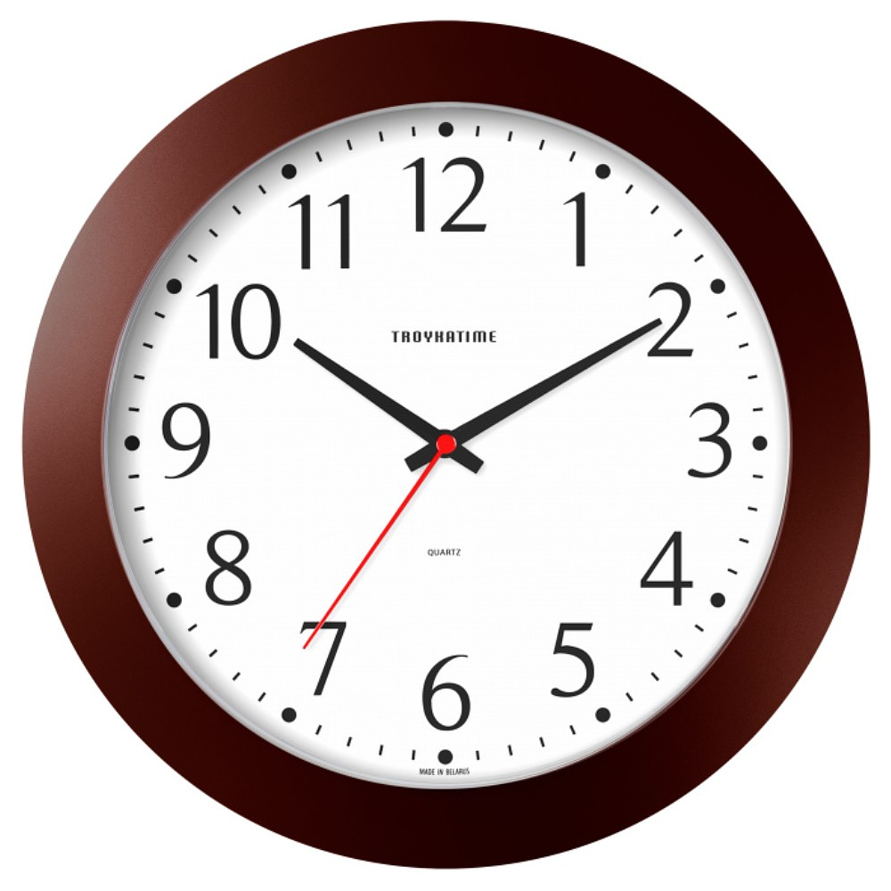 Часы настенные круглые "51534510", пластик, коричневый