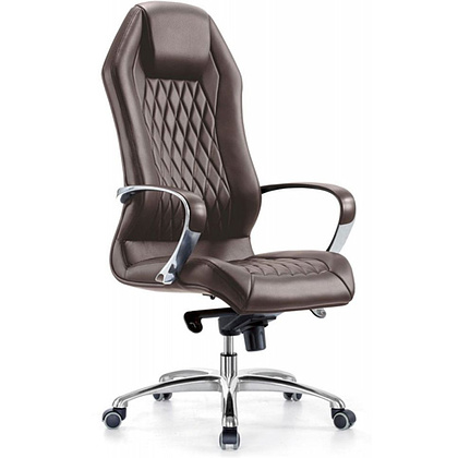 Кресло для руководителя "Бюрократ AURA", кожа, металл, коричневый