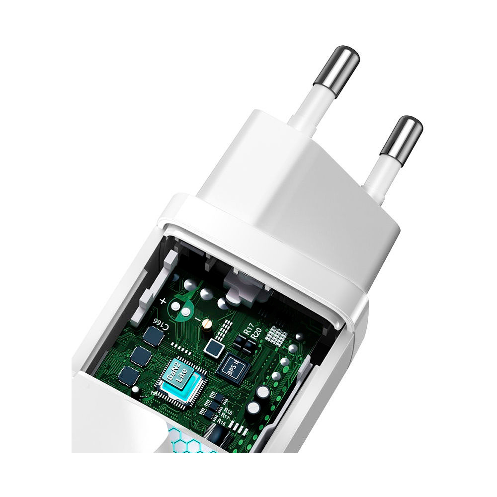 Сетевое зарядное устройство Baseus CCGAN2L-B02 GaN2 Lite Quick Charger Type-C+USB 65W White - 6
