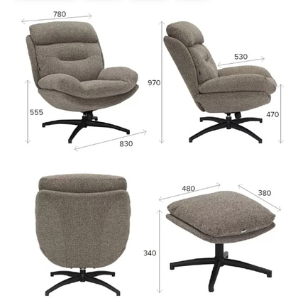 Кресло мягкое EVERPROF Kiwi, ткань, светло-коричневый - 8