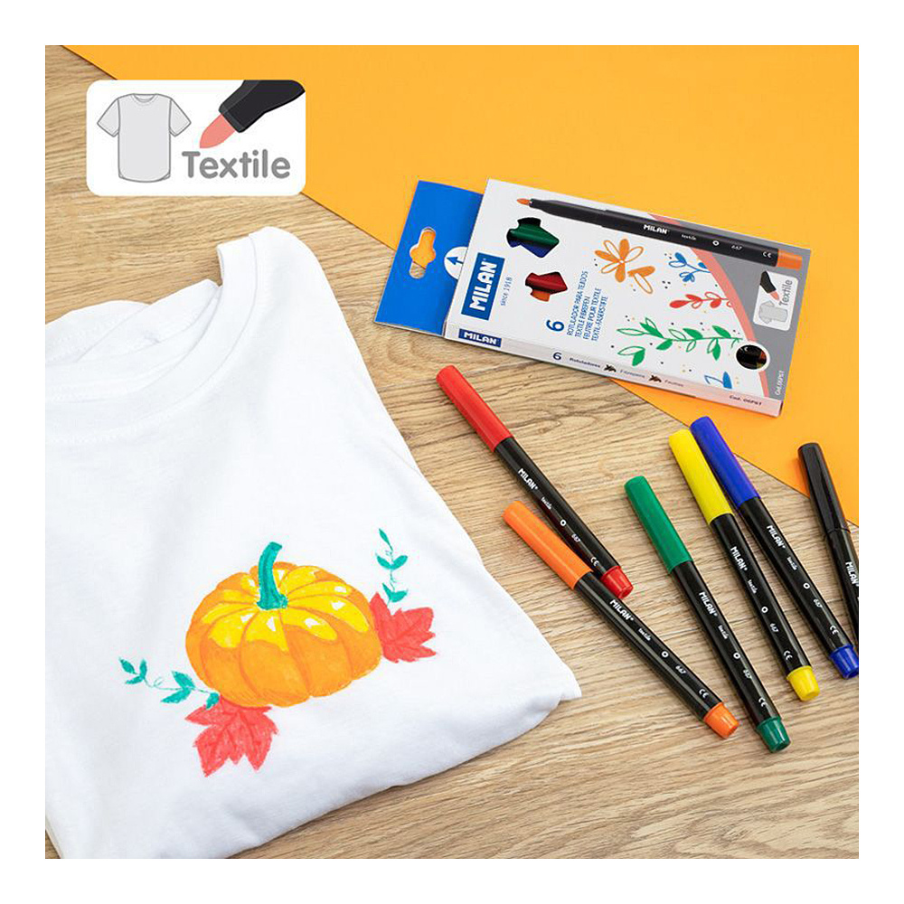 Фломастеры Milan для росписи на ткани, 6 цветов - 4