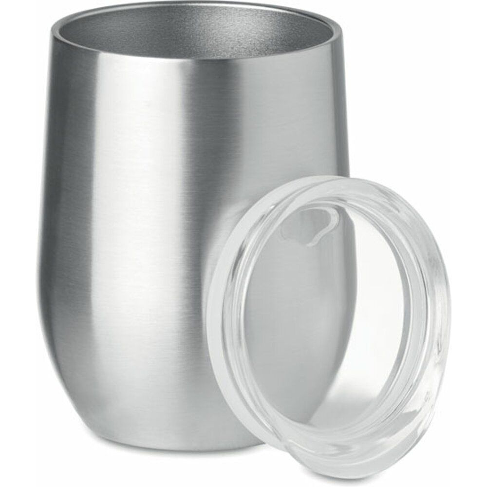 Кружка с крышкой "Chin Chin", металл, 350 мл, серебристый, прозрачный