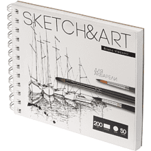 Скетчбук "Sketch&Art", 18х15.5 см, 200 г/м2, 50 листов, на спирали 