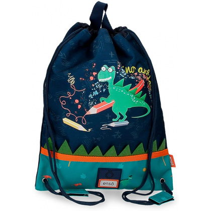Мешок для обуви Enso "Dino artist", 34x27x10 см, темно-синий, зеленый