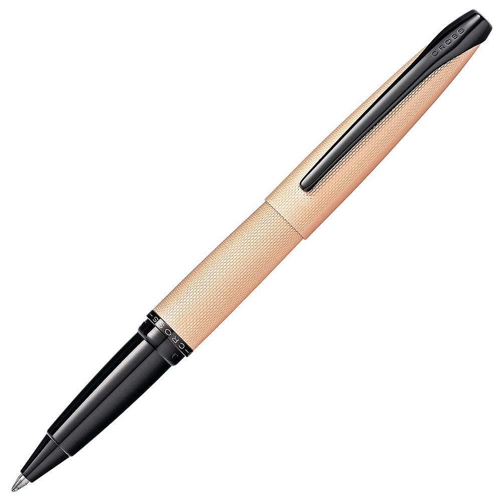 Ручка-роллер "Cross ATX Brushed Rose Gold" 0.7 мм, розовое золото, черный, стерж. черный