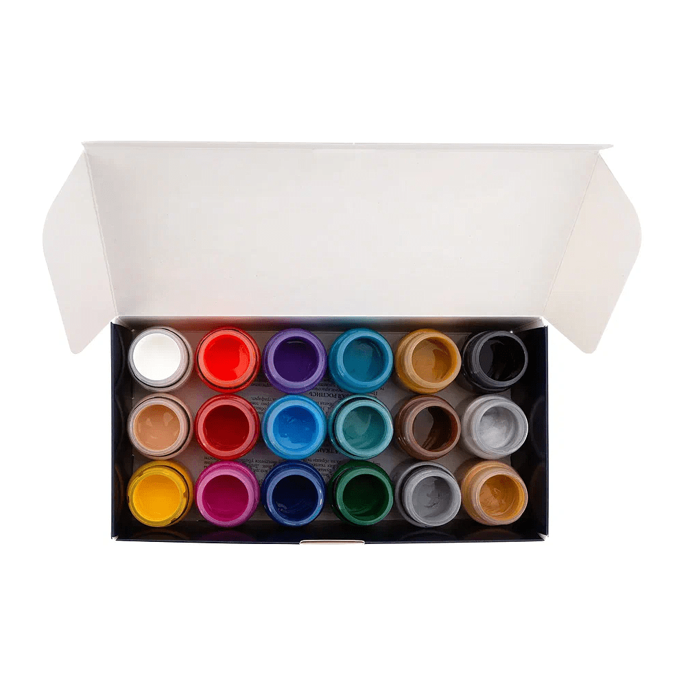 Краска акриловая по ткани "Декола", набор 18 цветов, 20 мл, банки - 6