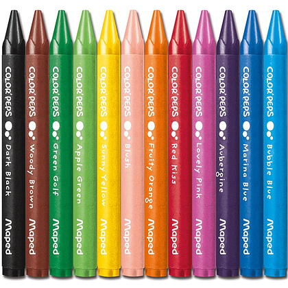 Мелки восковые Maped "Wax Crayons", 12 цветов, ассорти - 2