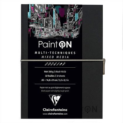 Скетчбук "Paint'On", 14.8x21см, 32 листа, нелинованный, черная бумага