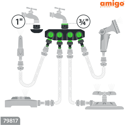 Разделитель потоков "Amigo Grande 79817", 3/4-1", четырехканальный - 5