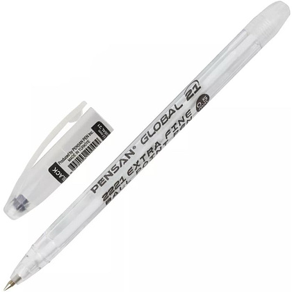Ручка шариковая "Global", 0,5 мм, прозрачный, стерж. черный - 2