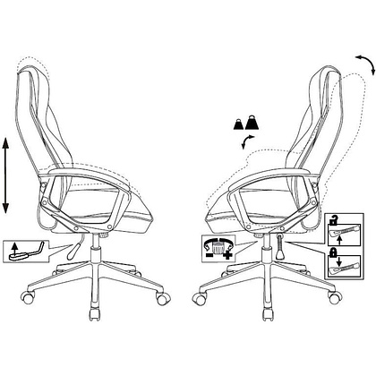 Кресло игровое Бюрократ "Zombie Hero", ткань, экокожа, пластик, серый - 8