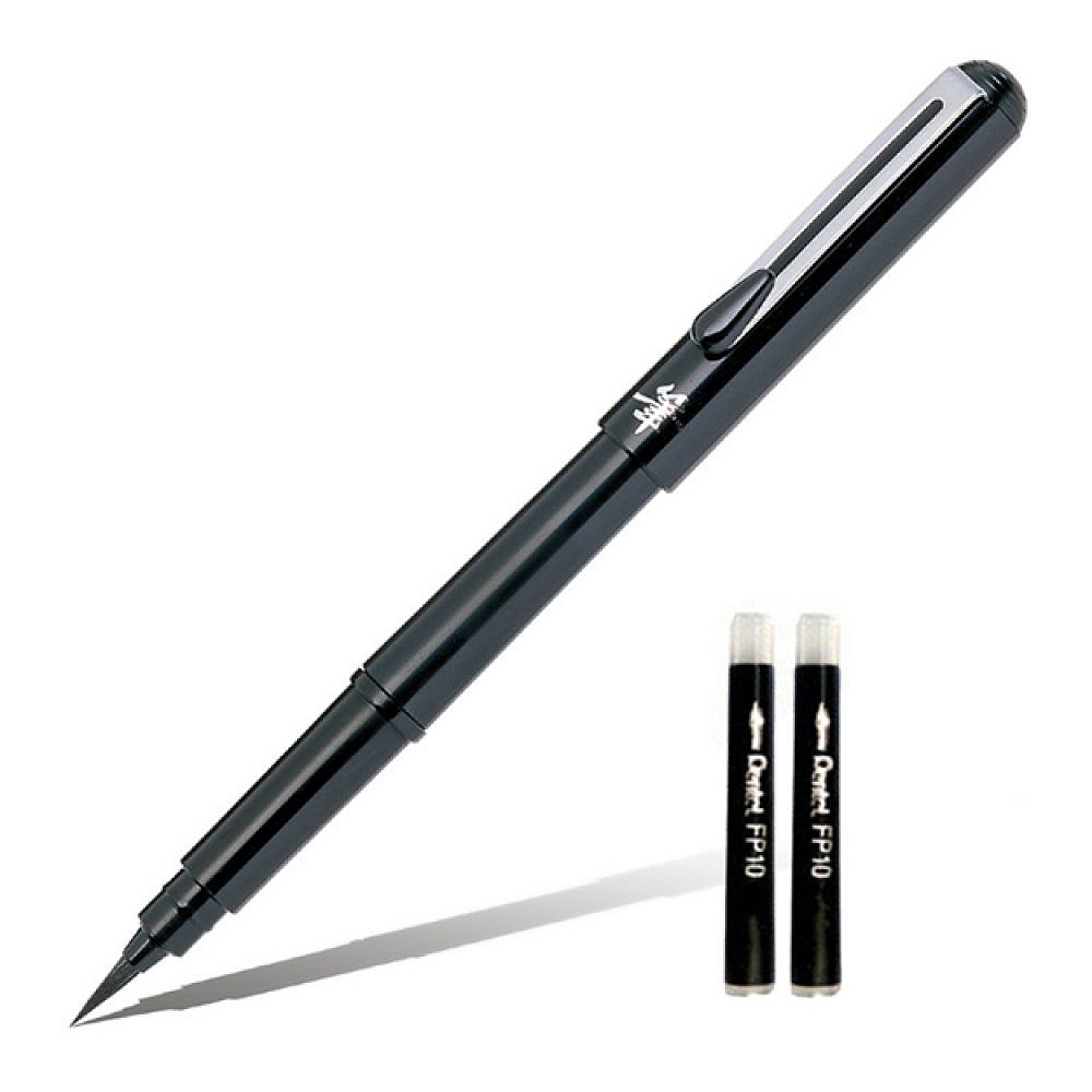 Кисть-ручка "Pocket Brush XGFKP" +2 картриджа, черный, блистер - 2