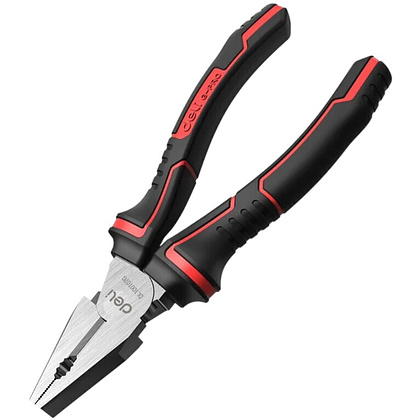 Плоскогубцы "Deli", 155 мм., комбинированные, красный, черный