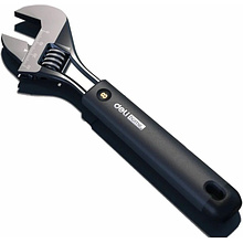 Ключ разводной Deli HS EHT1508, 210 мм, раскрытие губок 0-28 мм, Soft Touch, черный