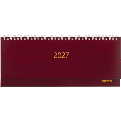Планинг датированный "Staff" на 2027 год, 300х130 мм, 128 страниц, линейка, бордовый
