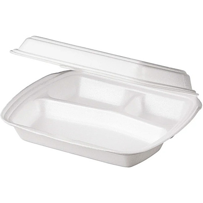 Ланч-бокс ВПС 250x195x68 мм, 3 секции, 100 шт/упак, белый