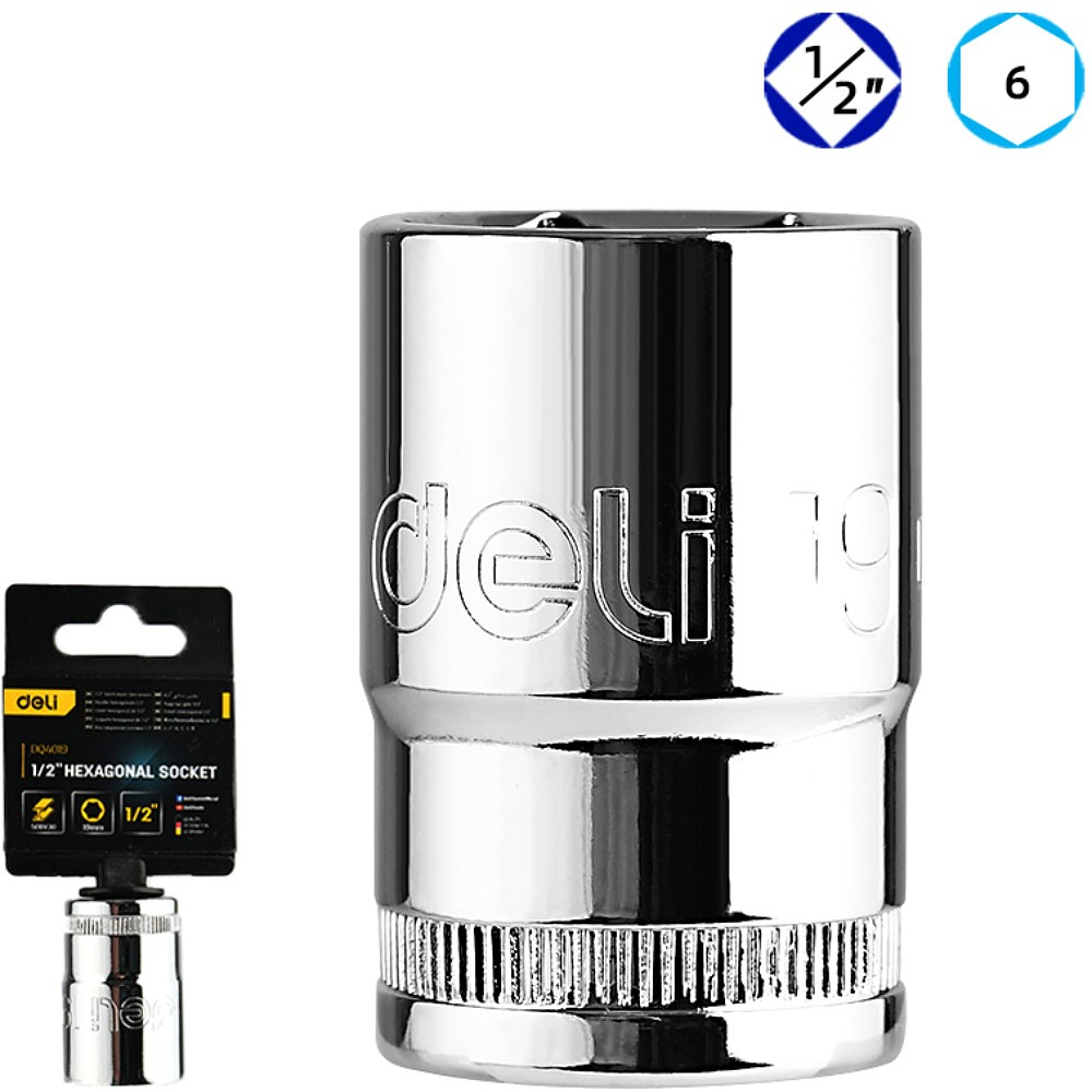 Головка торцевая шестигранная Deli YS EDQ4019 1/2", 19 мм, серебристый - 2