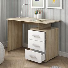 Коллекция ОСЛО Стол письменный Д-СП1, 1150х550х750, дуб Сонома, белый