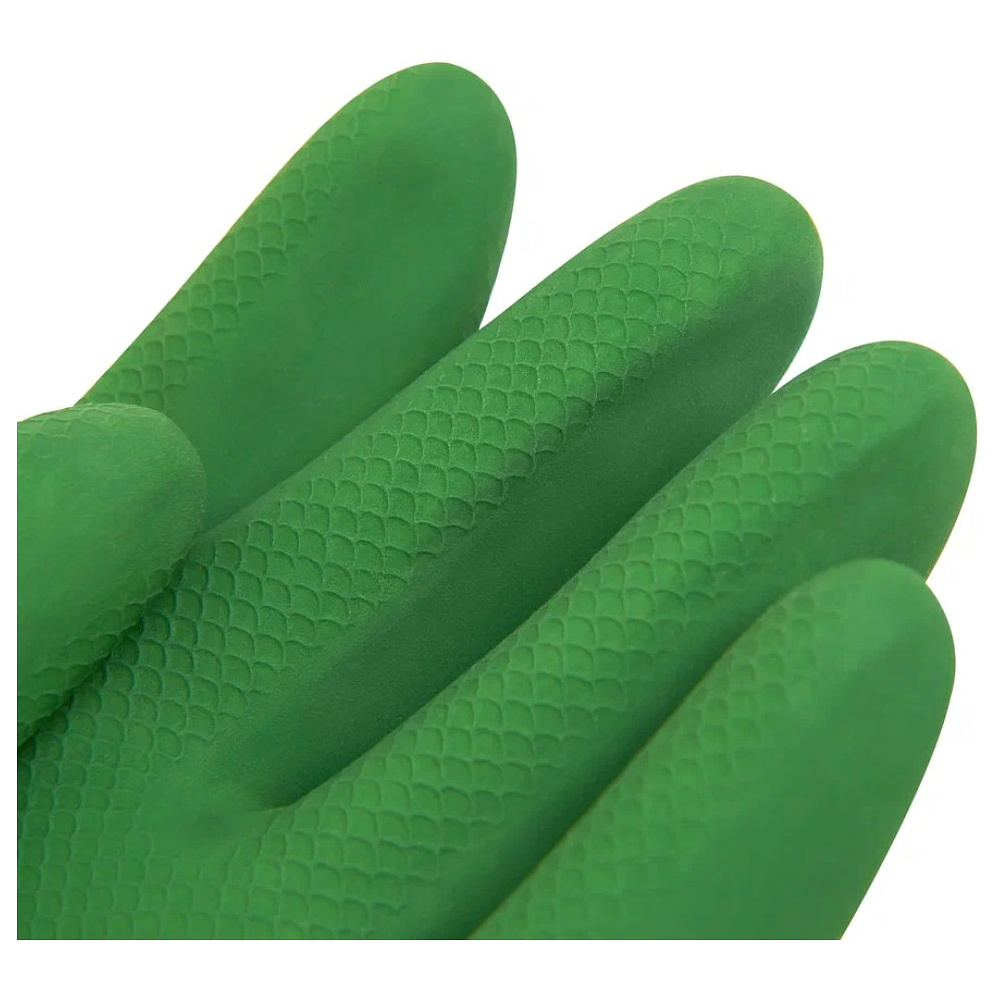 Перчатки латексные хозяйственные Zaubex БИКОЛОР, усиленные, р-р XL, зеленый, желтый - 3