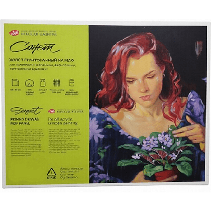 Холст на МДФ "Сонет", 10х15 см, 100% хлопок, 280 г/м2, мелкое зерно