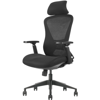 Кресло для руководителя EVOLUTION "OFFICE COMFORT", ткань, сетка, пластик, черный - 3