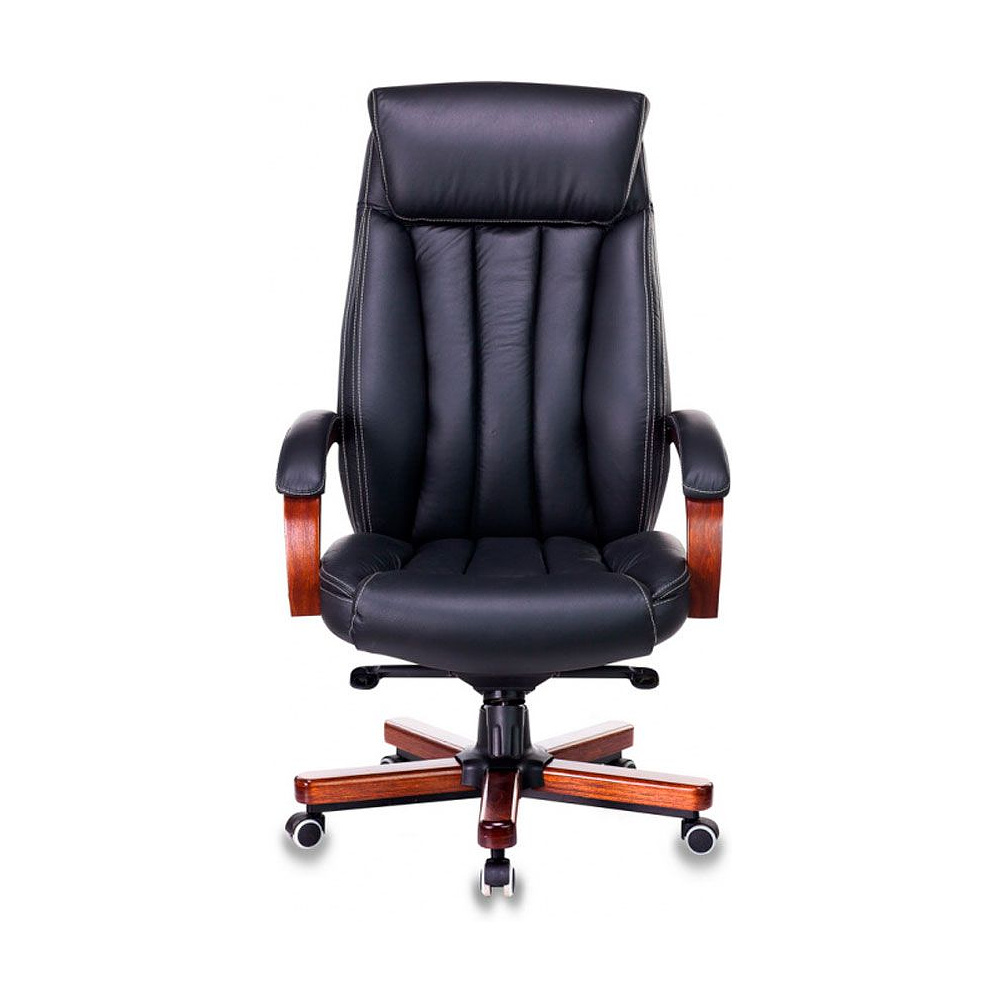 Кресло для руководителя Бюрократ "T-9922WALNUT/Black", кожа, дерево, черный - 2
