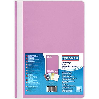 Папка-скоросшиватель "Donau", A4, розовый