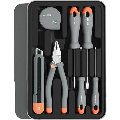 Набор ручного инструмента Deli HS H1001-ADE, 15 предметов, бокс, Soft Touch, оранжевый - 2