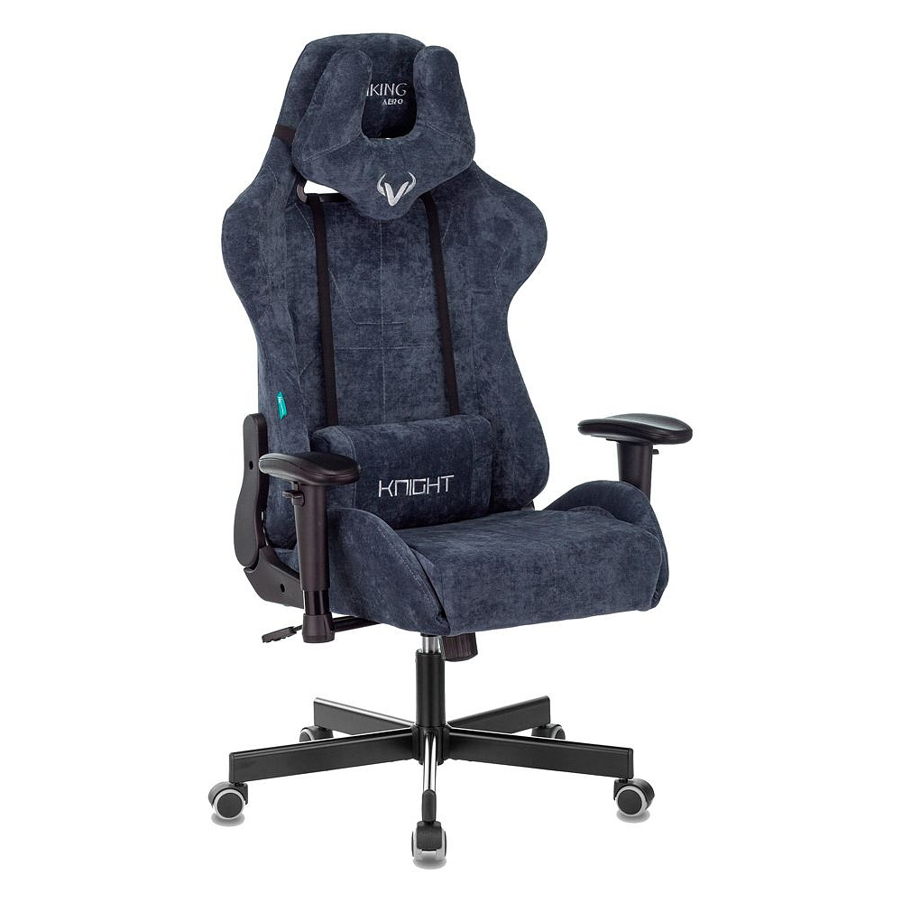 Кресло игровое Zombie "VIKING KNIGHT Fabric", ткань, металл, синий