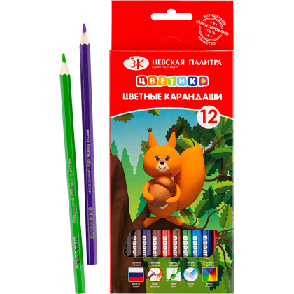 Цветные карандаши "Цветик", 12 шт, шестигранные - 4