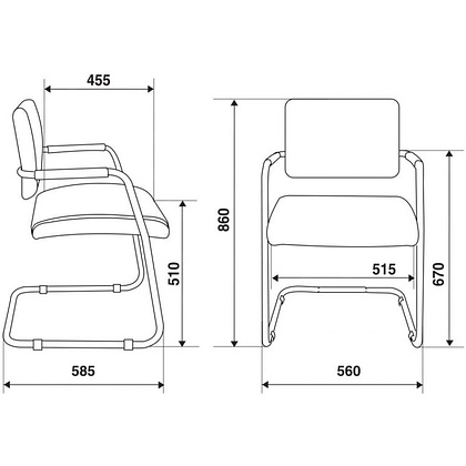 Кресло на полозьях "Бюрократ CH-271-V", кожзам, металл, черный - 5
