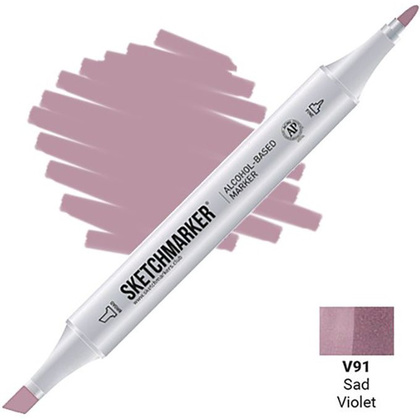 Маркер перманентный двусторонний "Sketchmarker", V91 фиолетовый тусклый