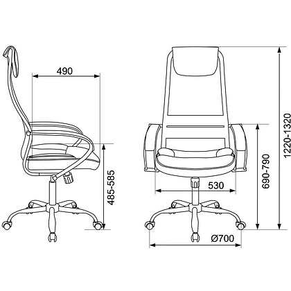 Кресло для руководителя Бюрократ "CH-608SL/BLACK", экокожа, сетка, ткань, сетка, металл, черный - 5