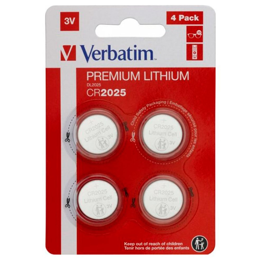 Батарейки литиевый дисковый Verbatim "3 V CR2025", 4шт