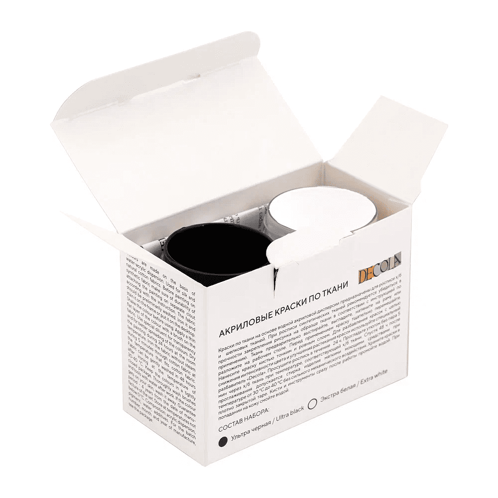 Краска акриловая по ткани "Декола", набор 2 цвета, 50 мл, банки - 5