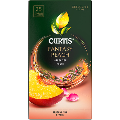 Чай "Curtis" Fantasy Peach, 25 пакетиковx1.5 г, зеленый