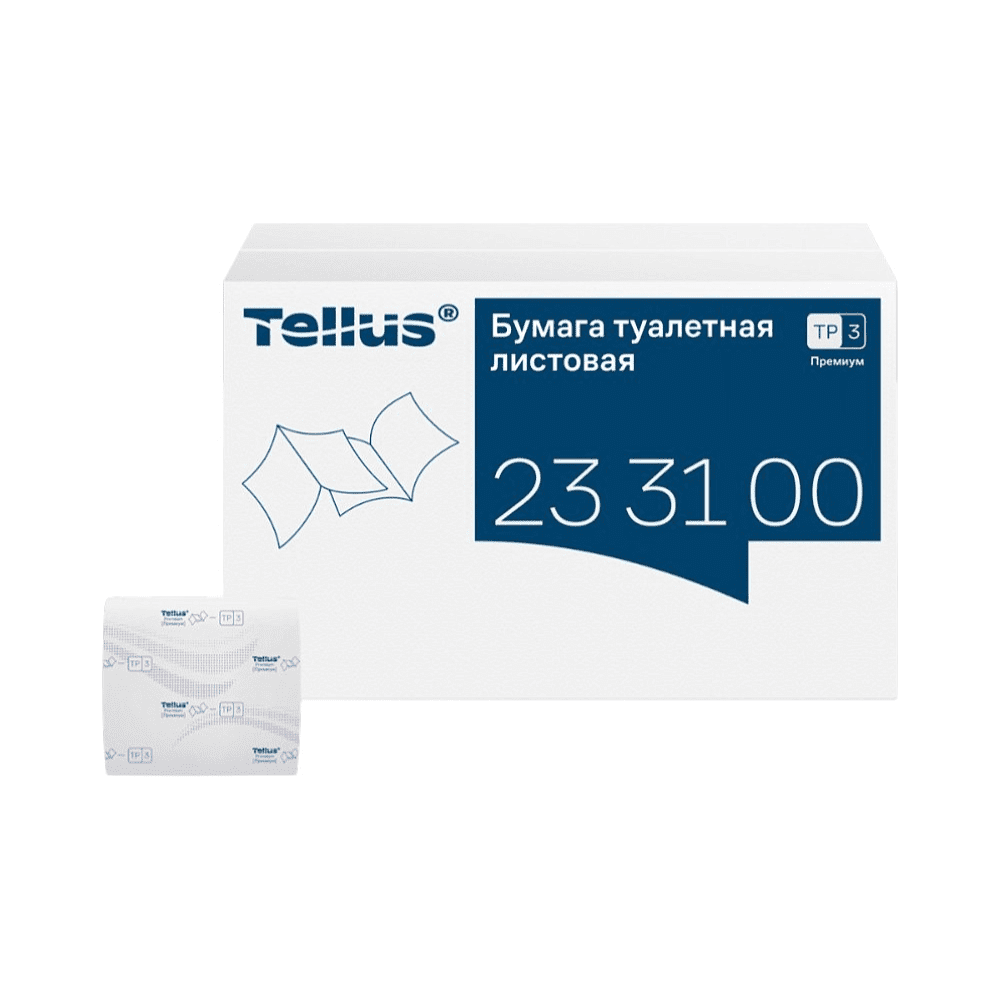 Бумага туалетная Tellus Премиум TР3, листовая, 200 листов, 2 слоя