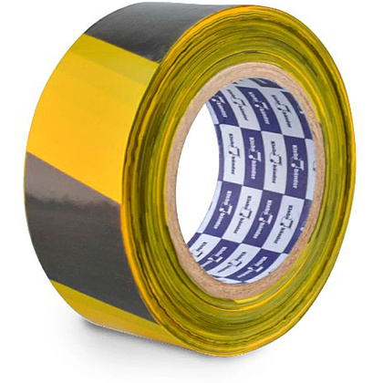 Лента оградительная "Klebebander", 5 смx200 м, черный, желтый