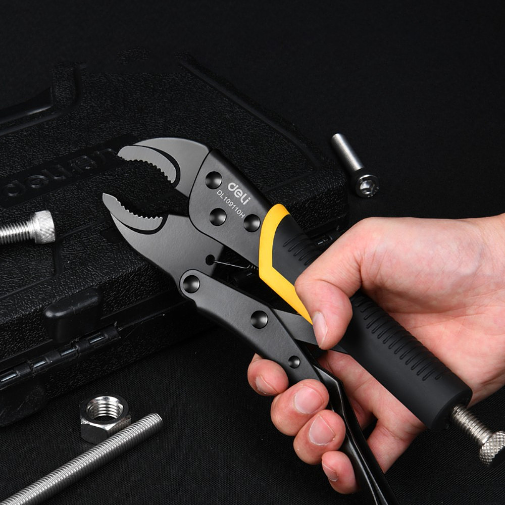 Клещи с фиксатором Deli YS DL109010H, 205 мм., желтый, черный - 3