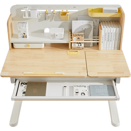 Стол Ergosmart регулируемый Galleon, 1200х700х(520-760) мм, гевея беленая, с книжной полкой - 5