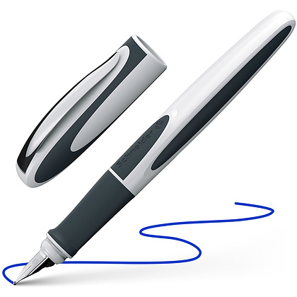 Ручка перьевая "Schneider Ray", M, белый, серый, патрон синий - 3