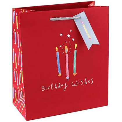 Пакет бумажный подарочный "BDAY WISHES CANDLE", 21.5x10.2x25.3 см, разноцветный