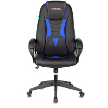 Кресло игровое Бюрократ "Zombie 8", экокожа, пластик, черный, синий