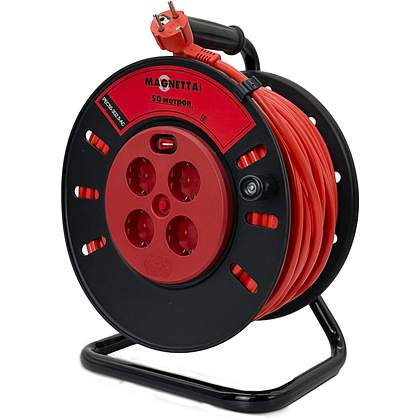 Удлинитель Magnetta PEC50-3G2.5-AC, 50 м, катушка (4 роз., 2,5 мм, 5,5 кВт, защита от перегрузки)