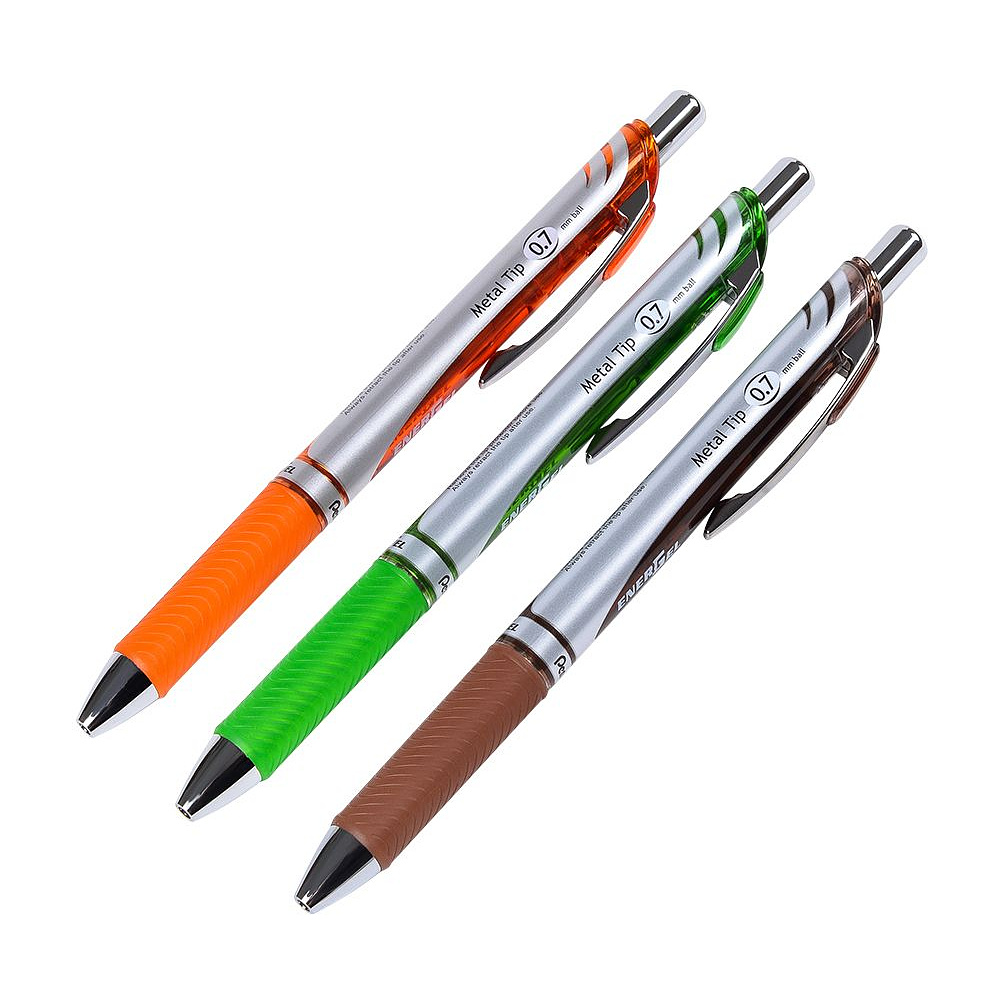 Ручка-роллер "Energel BL77", 0.7 мм, серебристый, оранжевый, стерж. оранжевый - 3