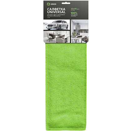 Салфетка из микроволокна "Grass", 250 г/м2, 35x40 см, 1 шт/упак, зеленый